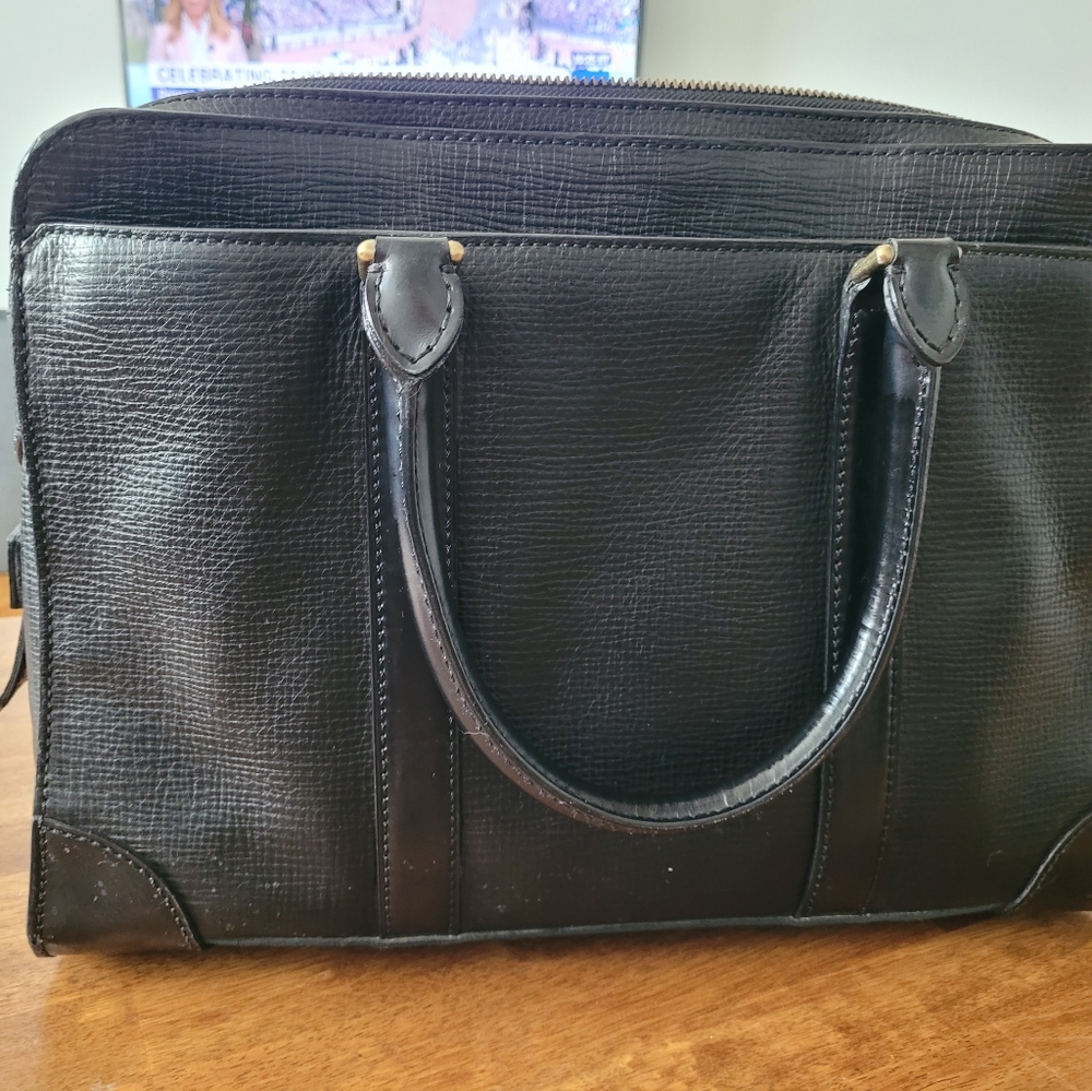 EUC Vintage Coach Metropolitan Commuter Double-zip Briefcase, black and brass - Picture 7 of 10